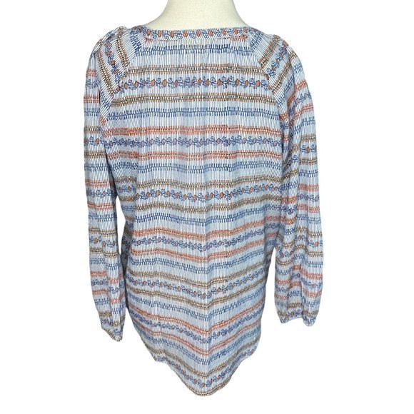 Roberta Roller‎ Rabbit V Neck Striped Floral Long Sleeve Cotton Top Size Small - Picture 7 of 12
